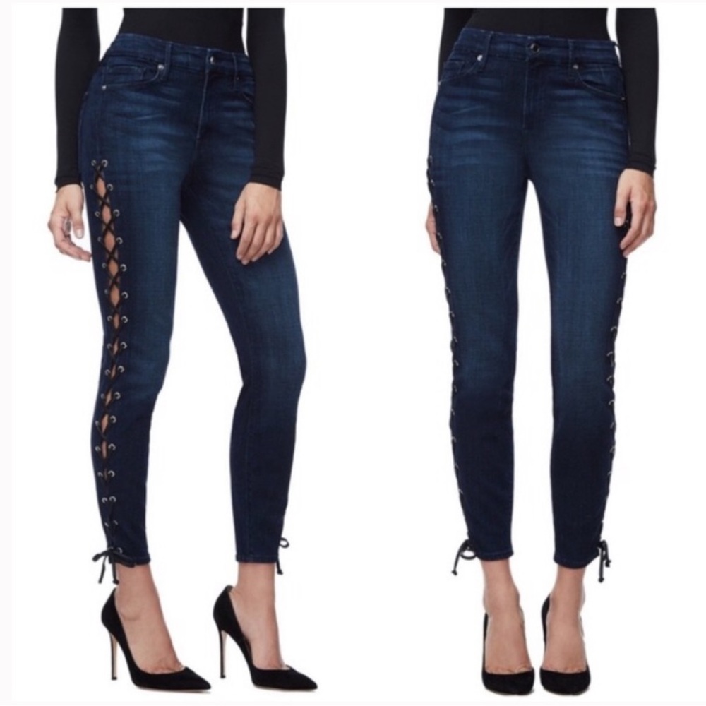 Good american GOOD LEGS LACE UP Skinny Jeans size 25